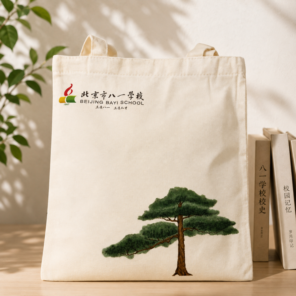 八一校园景观文创帆布袋-三品松款
